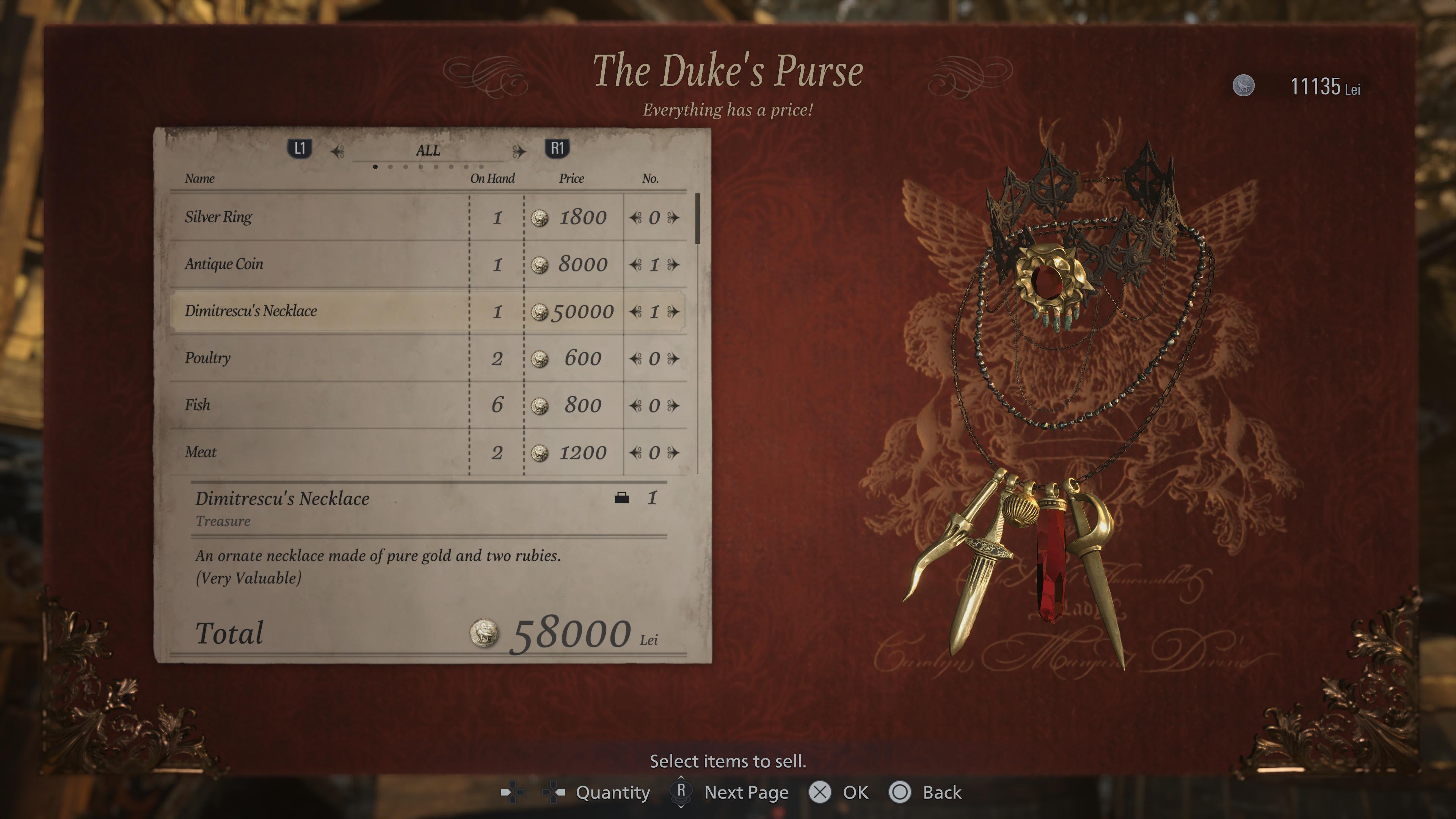 Resident Evil Village Selling items what to sell from your valuable